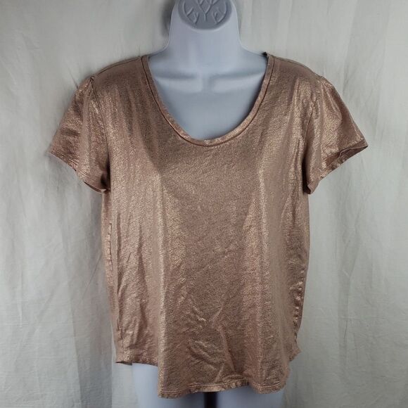 The Loft Women's Medium Shimmer Rose Gold T-Shirt - Picture 1 of 8